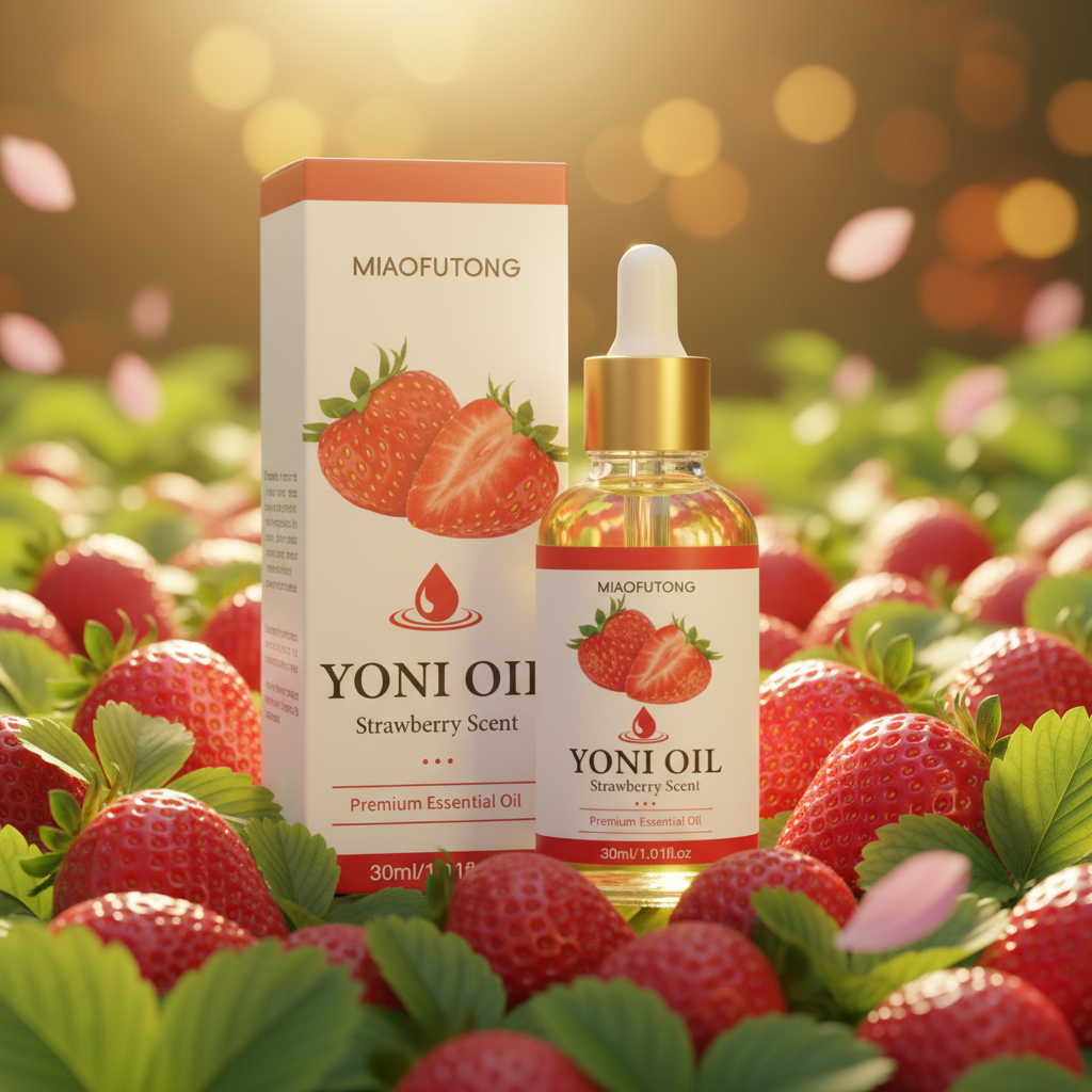 Yoni Oil Strawberry Background
